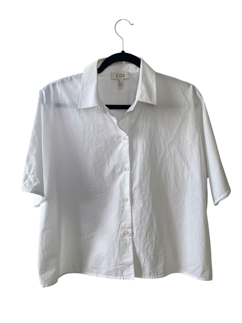 COS Short-Sleeve Button-Down Shirt — Boxy Cut White 6